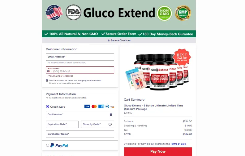 Gluco Extend-checkout page